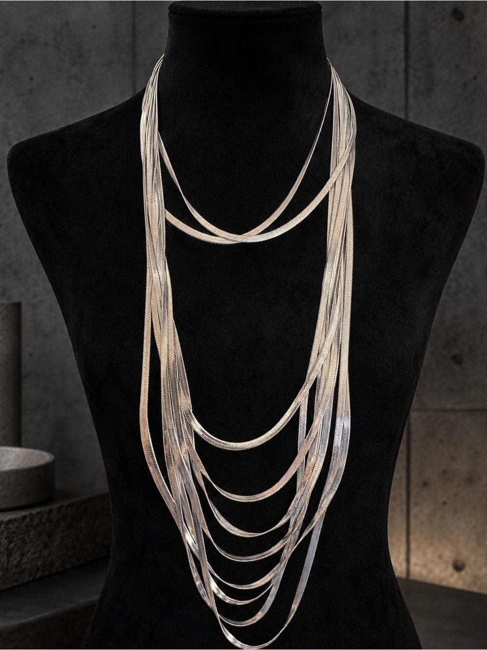 Stainless Steel Multi-Strand Layered Necklace - Elegant Women’s Jewelry